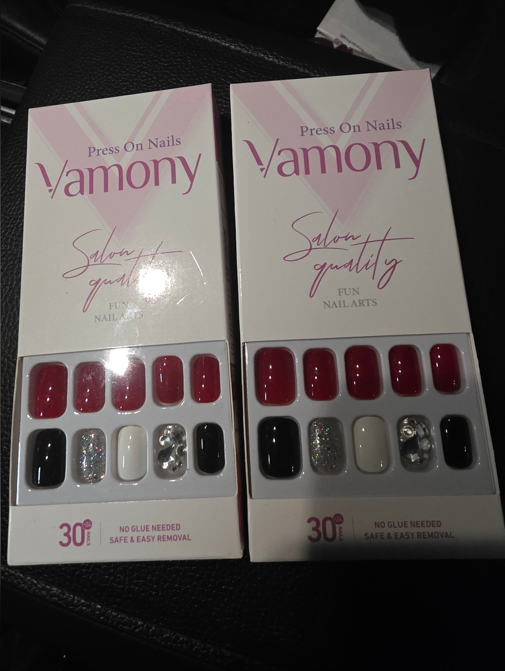 Vamony Press-On Nail Set in Pink, White & Nude Accents NWOT 2 For $10
